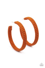 Load image into Gallery viewer, Suede Parade Orange Hoop Earrings