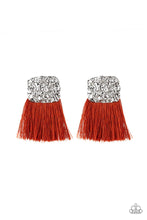 Load image into Gallery viewer, Plume Bloom Orange Tassel Earrings