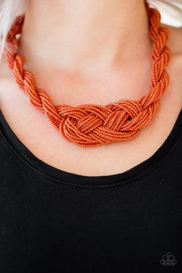 A Standing Ovation Orange Seed Bead Necklace