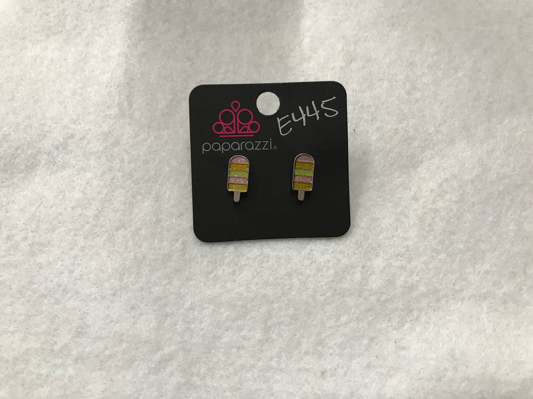 Starlet Shimmer Popsicle Pink/Orange/Green Post Earrings #445