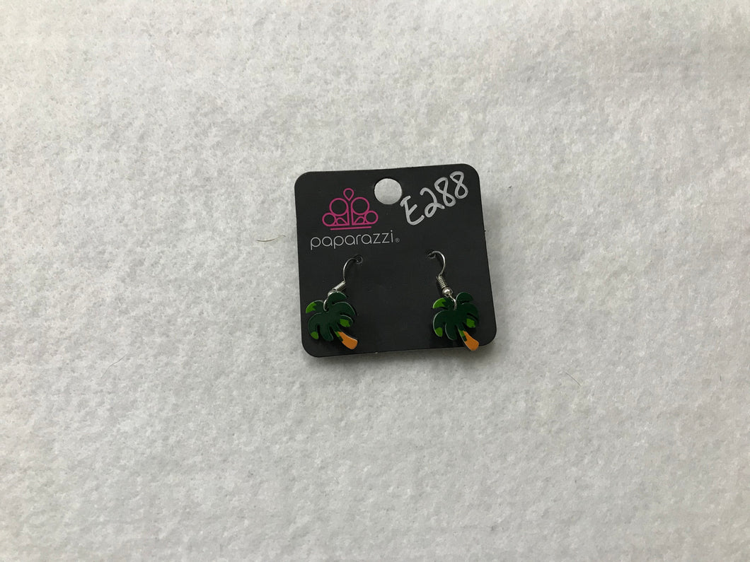 Starlet Shimmer Palm Tree Wood Earrings #288
