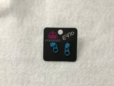 Starlet Shimmer Zipper Blue Post Earrings #470