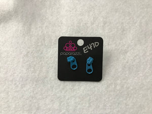 Starlet Shimmer Zipper Blue Post Earrings #470