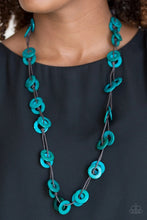 Load image into Gallery viewer, Waikiki Winds Blue Wood Necklace