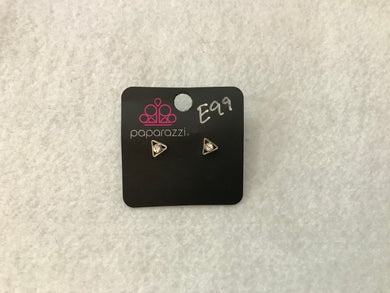 Starlet Shimmer Triangle w/Gem White Earrings #99