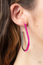 Load image into Gallery viewer, Beaded Bauble Pink Seed Bead Hoop Earrings