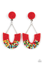 Load image into Gallery viewer, Make It a Rainbow Red Seed Bead Earrings