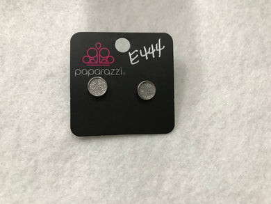 Starlet Shimmer Pave Silver Round Post Earrings #444