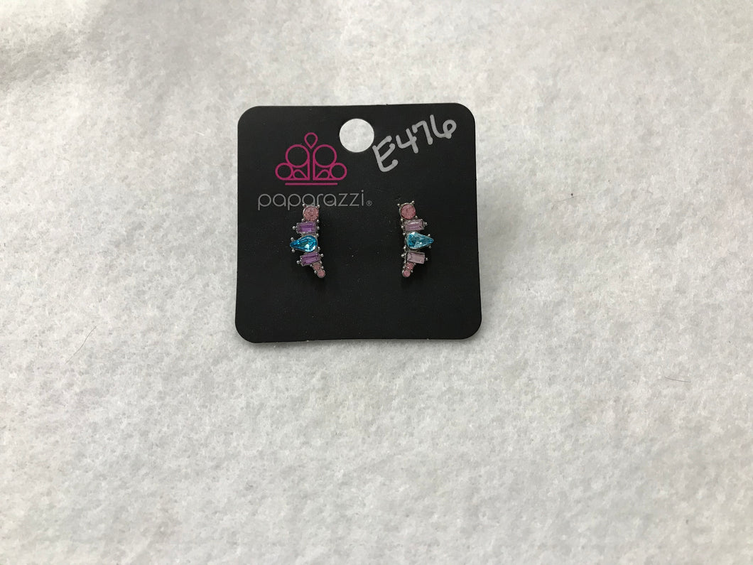 Starlet Shimmer Crown Pink/Purple/Blue Earrings #476