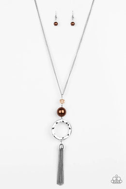 Bold Balancing Act Brown Necklace