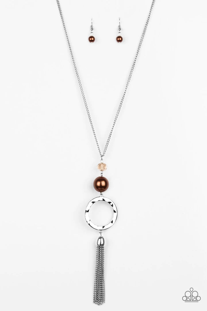 Bold Balancing Act Brown Necklace