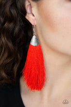 Load image into Gallery viewer, Tassel Temptress Red Tassel Earrings