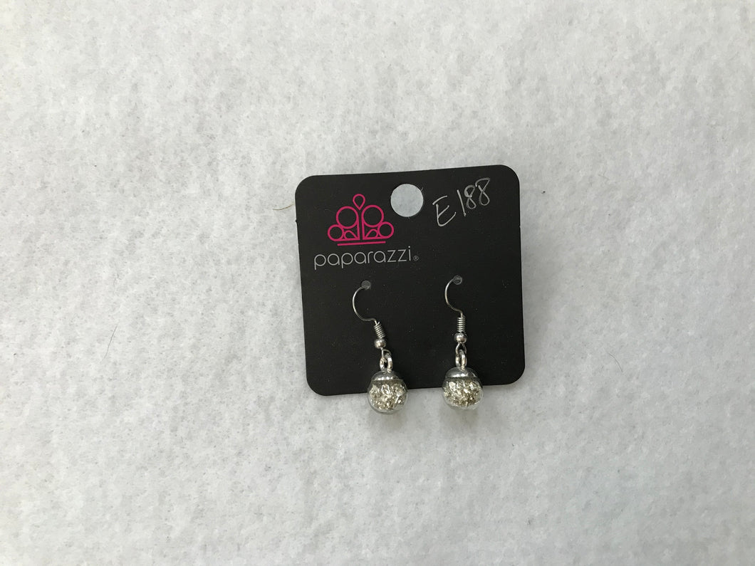 Starlet Shimmer Hook Ball w/Nuggets Silver Earrings #188