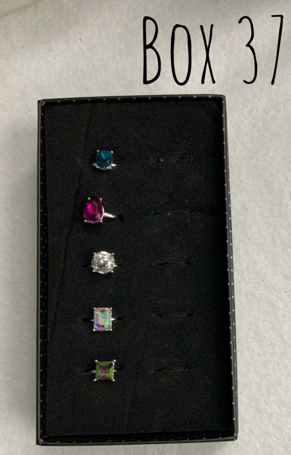 Starlet Shimmer Big Gem Shapes Rings Box 37