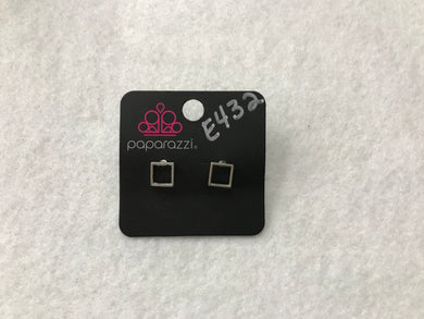 Starlet Shimmer Square Post Silver Earrings #432