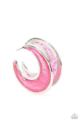 Charismatically Curvy Pink Acrylic Earrings