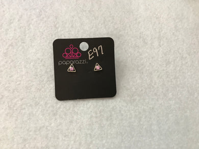 Starlet Shimmer Triangle w/Gem Purple Earrings #97