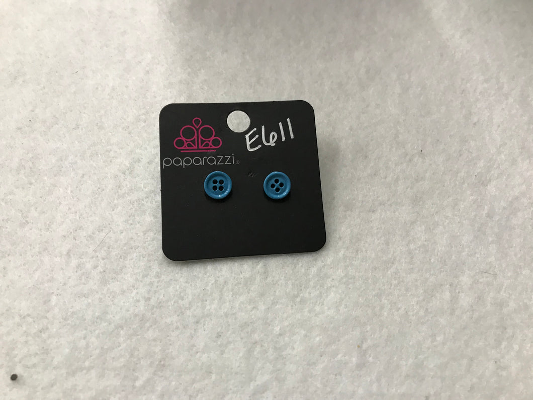 Starlet Shimmer Button Blue Earring #611