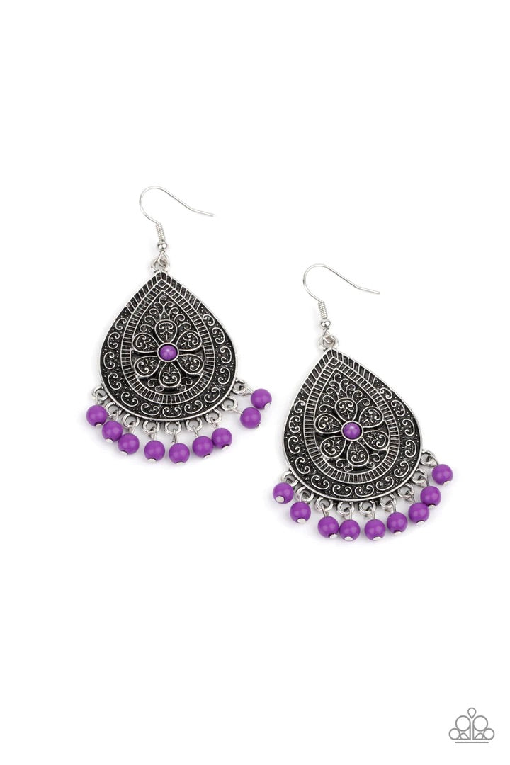 Blossoming Teardrops Purple Earrings