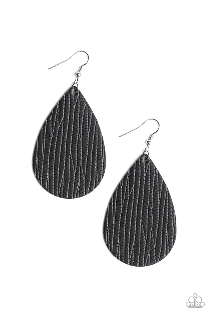 Natural Resource Black Leather Earrings