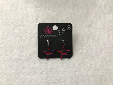 Starlet Shimmer Star Red Back Blue Cutout Earrings #508