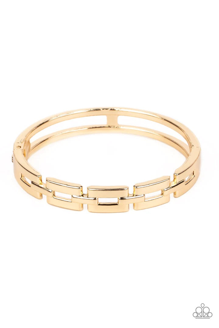 Closed Circuit Strategy Gold Hinged Bracelet
