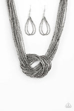 Load image into Gallery viewer, Knotted Knockout Gunmetal Seed Bead Necklace