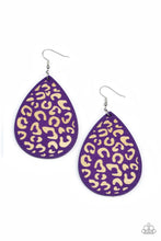 Load image into Gallery viewer, Suburban Jungle Purple Wood Earrings