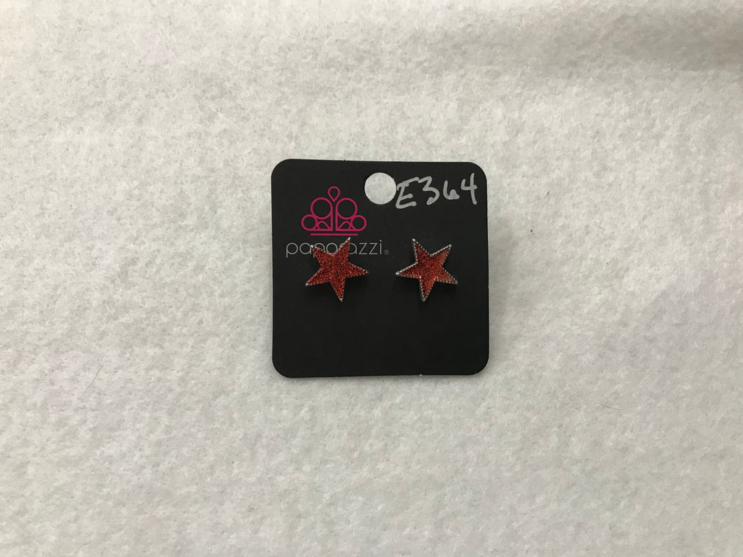 Starlet Shimmer Glitter Star Red Post Earrings #364