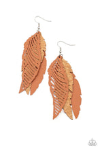 Load image into Gallery viewer, Winging Off the Hook Brown Leather Earrings