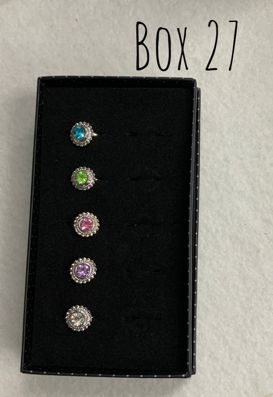 Starlet Shimmer Big Gem/Silver Frame Ring Box 27