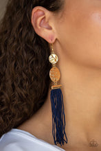 Load image into Gallery viewer, Lotus Gardens Blue Tassel Earrings