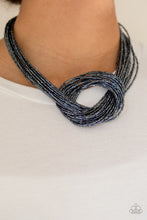 Load image into Gallery viewer, Knotted Knockout Blue Seed Bead Necklace