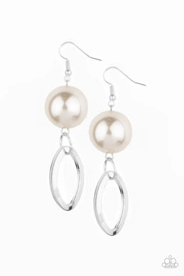 Big Splendor Shimmer White Earrings