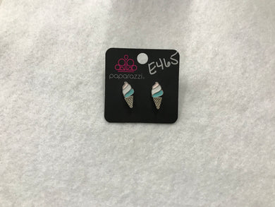 Starlet Shimmer Ice Cream Cone Pink/White/Blue Jacket Earrings #465