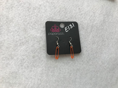 Starlet Shimmer Safety Pins Orange Earrings #131