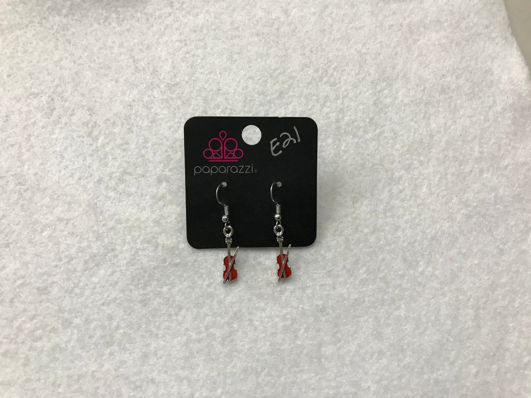 Starlet Shimmer Violin Red Earrings #21