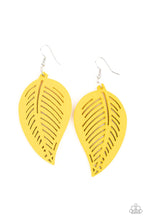 Load image into Gallery viewer, Tropical Foliage Yellow Wood Earrings