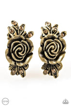 Load image into Gallery viewer, Rose Garden Radiance Brass Clip On Earrings