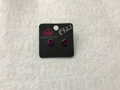 Starlet Shimmer Heart Post Hot Pink Earrings #423