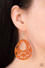 Load image into Gallery viewer, Merrily Marooned Orange Wood Earrings