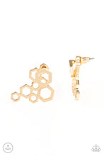 Load image into Gallery viewer, Six Sided Shimmer Gold Jacket Earrings
