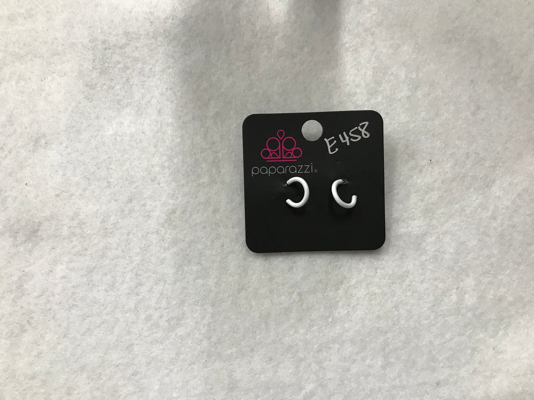 Starlet Shimmer Hoops White Earrings #458