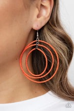 Load image into Gallery viewer, Colorfully Circulating Orange Seed Bead Hoop Earrings