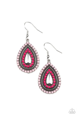 Beaded Bonanza Pink Earrings
