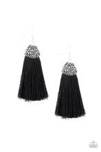 Load image into Gallery viewer, Razzle Riot Black Tassel Earrings