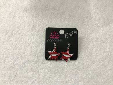 Starlet Shimmer Star White Back Red Cutout Earrings #506
