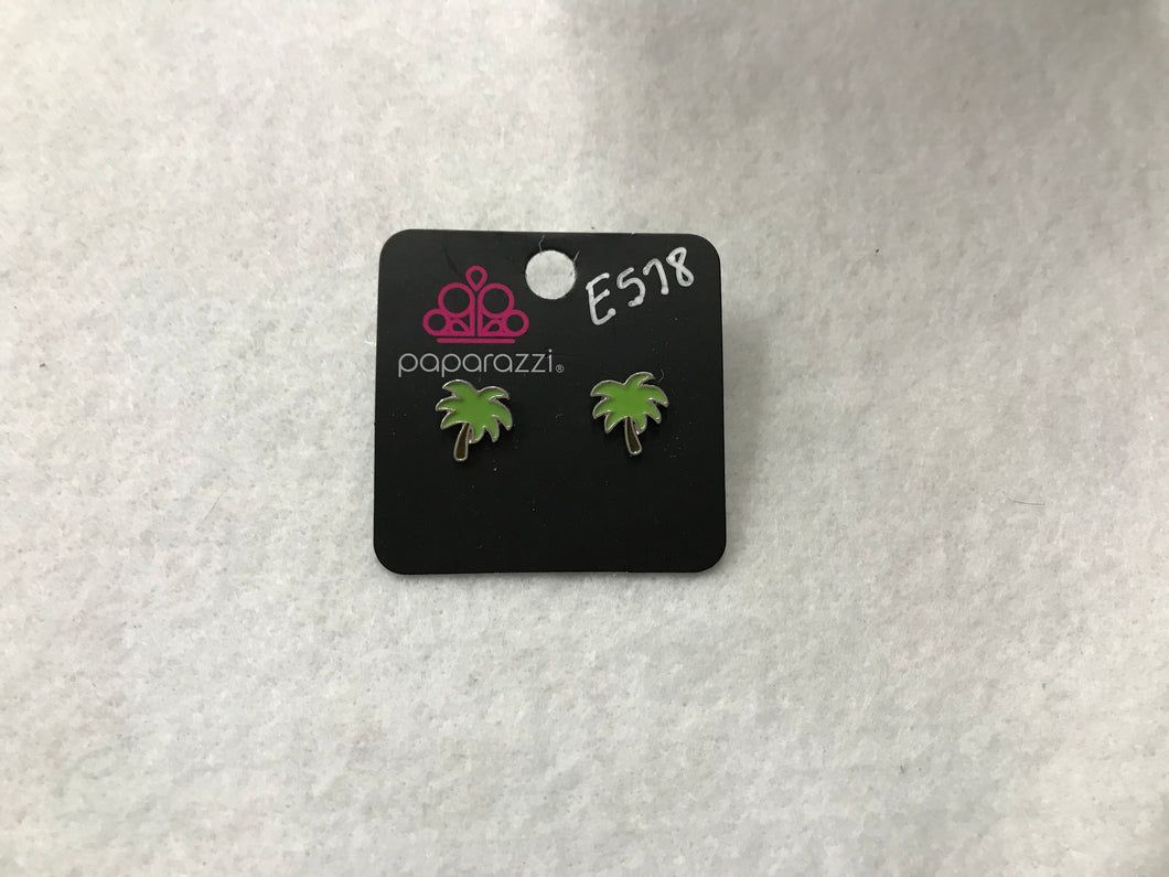 Starlet Shimmer Palm Tree Green Earrings #578