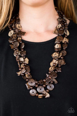 Living the Tropical Life Brown Wood Necklace