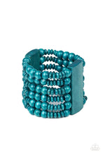 Load image into Gallery viewer, Don’t Stop BELIZE-ing Blue Wood Bracelet